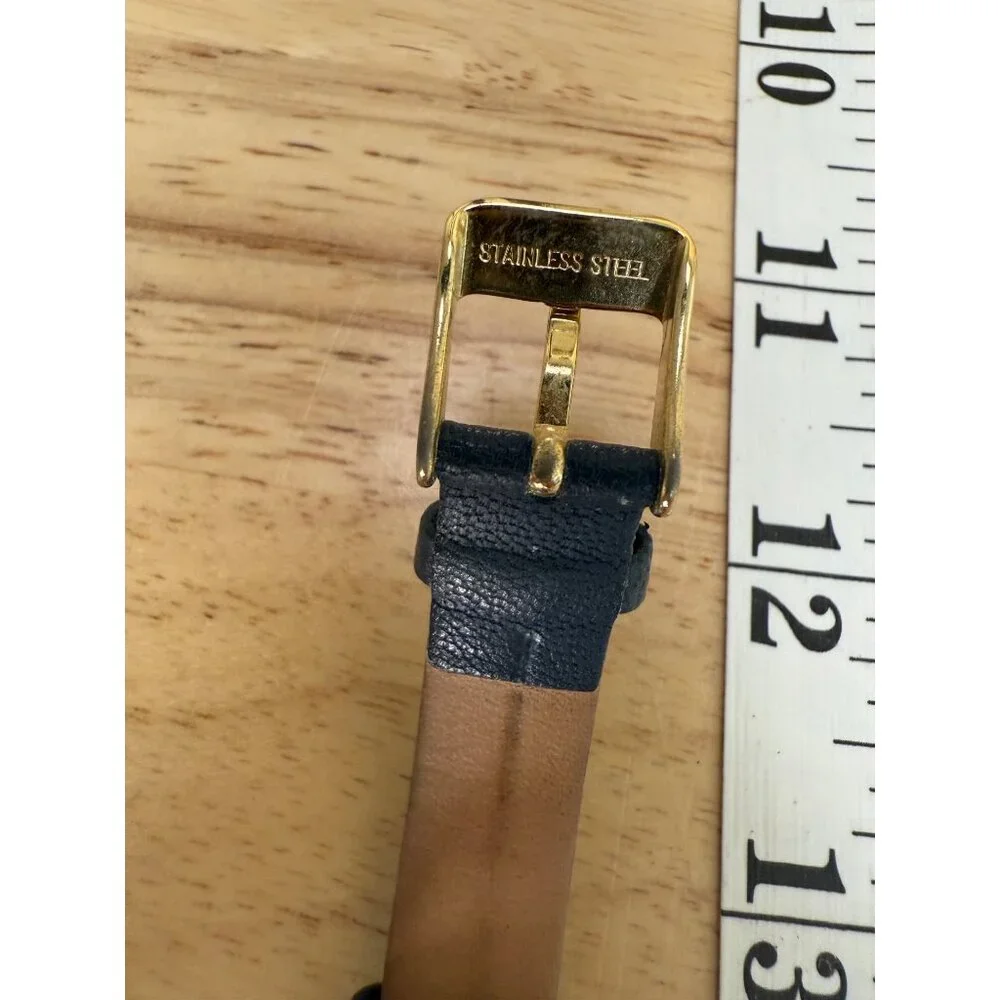 Anne Klein Womens Gold-Tone Watch With Blue Genuine Leather Strap NOT TESTED‎
